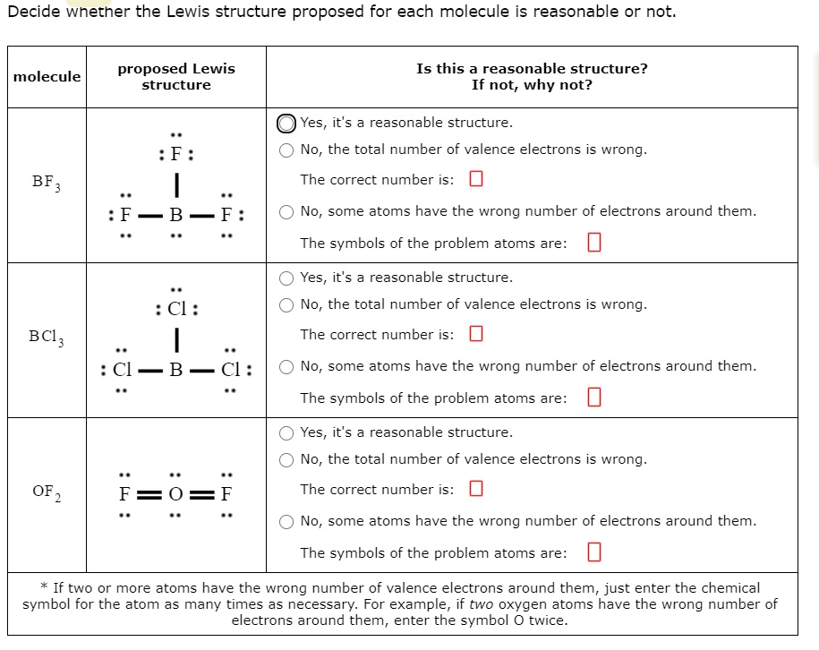 Solved Decide Whether The Lewis Structure Proposed For Each Molecule Is Reasonable Or Not