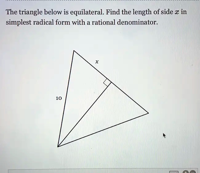 SOLVED: The triangle below is equilateral. Find the length of side € in ...