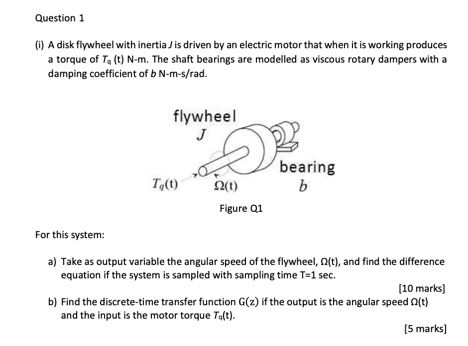 (i) A disk flywheel with inertia J is driven by an electric motor that