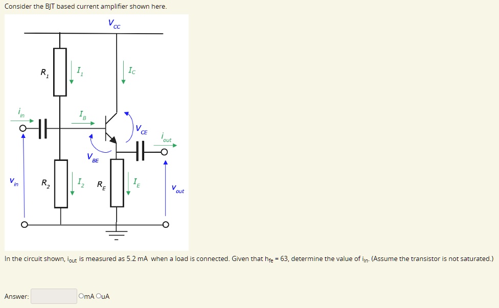 SOLVED: Consider The BJT-based Current Amplifier Shown Here: R In Out ...