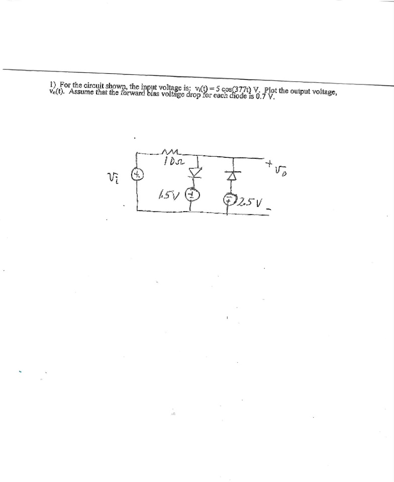 Vt. Assume that the forward bias voltage drop for each diode is 0.7 V ...