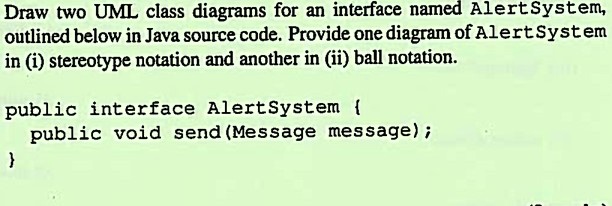 Notification System Uml Example Draw two UML class diagrams for an interface named AlertSystem ...