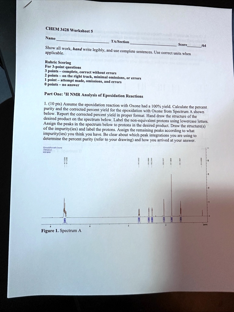 chem 3428 worksheet 5 nan tasection score show all work hand write legibly and use complete sentences use correct units when  64 applicable rubric scoring for 3 point questions 3 points  25855