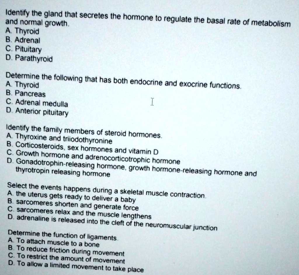 SOLVED Identify the gland that secretes the hormone to regulate the