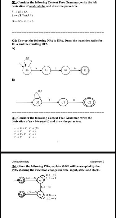 SOLVED: Texts: Q1: Consider The Following Context-Free Grammar. Write ...