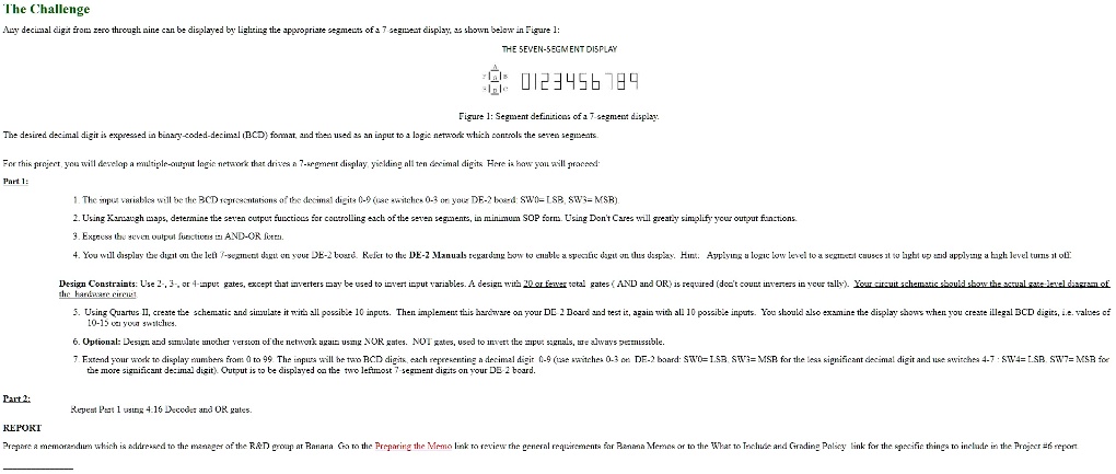 SOLVED: THE SEVEN-SEGMENT DISPLAY Figure 1: Segment definitions of a 7 ...