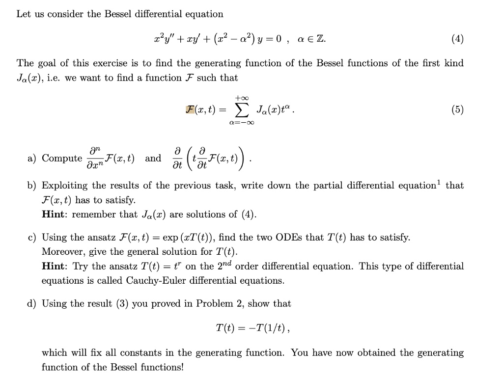 Solved: Let Us Consider The Bessel Differential Equation X2y