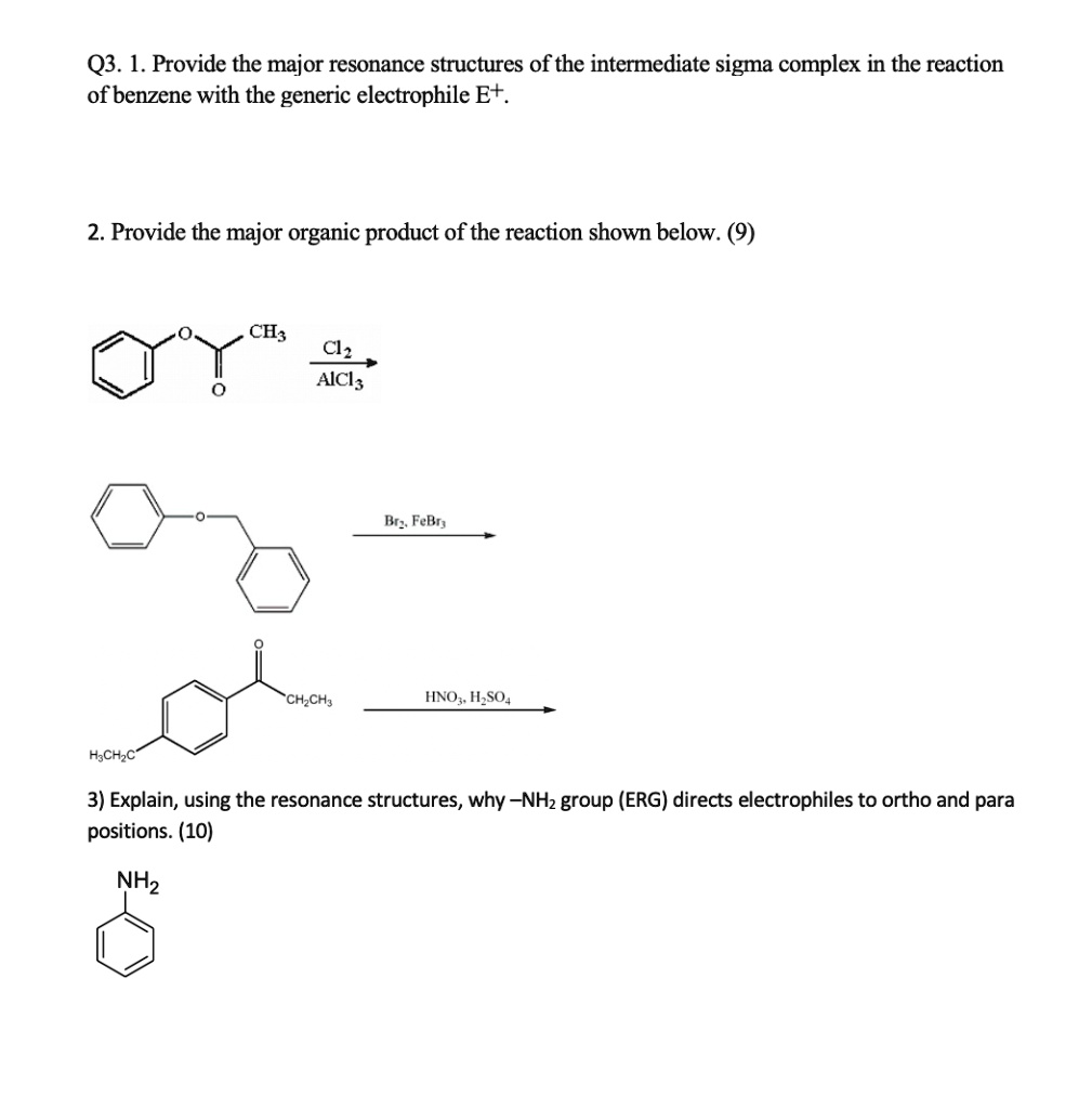 SOLVED:Q3. 1. Provide the major resonance structures of the ...