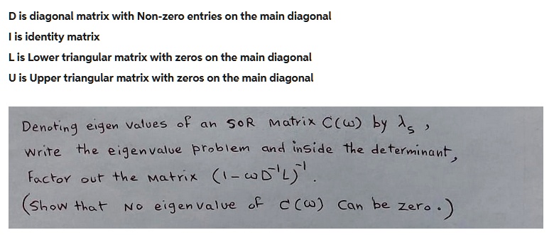 SOLVED: Dis diagonal matrix with Non-zero entries on the main diagonal ...