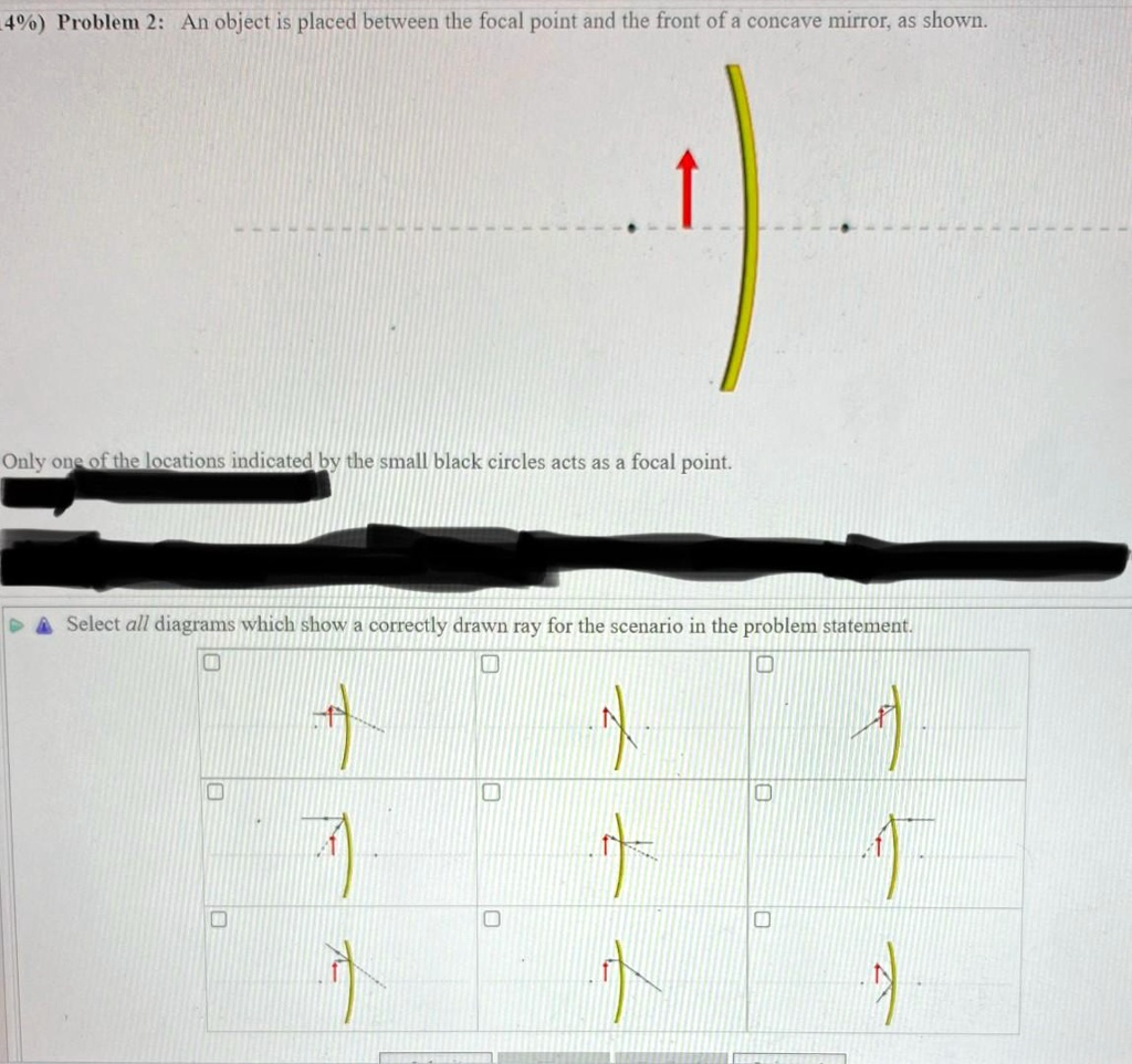 SOLVED: 4%) Problem 2: An object is placed between the focal point and ...