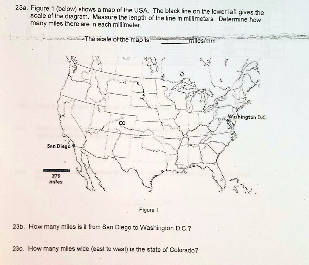 SOLVED: Figure 1 (below) shows a map of the USA. The black line on the ...