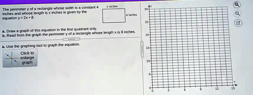 SOLVED: The perimeter of a rectangle whose width is constant 4 inches ...