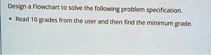 SOLVED: Design a Flowchart to solve the following problem specification ...