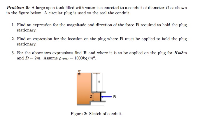 Problem 2: A large open tank filled with water is connected to a ...