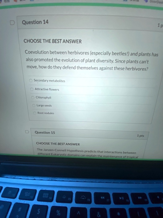 SOLVED Question 14 CHOOSE THE BEST ANSWER Coevolution between