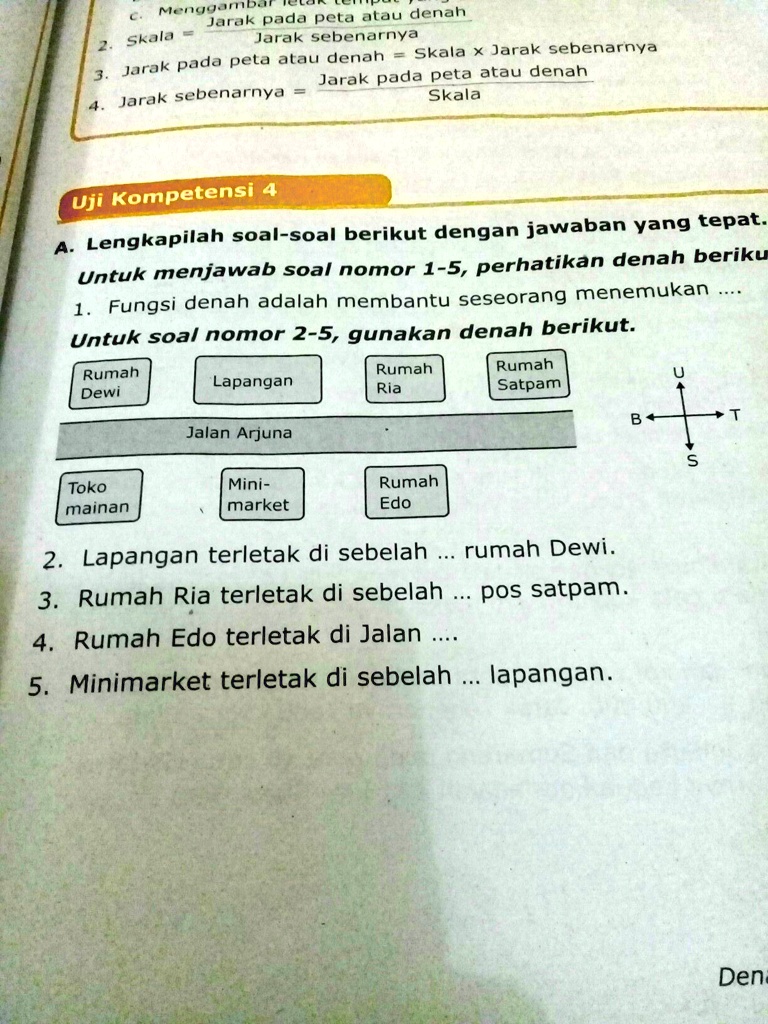 SOLVED: Tolong Di Jawab Ya 1-5 Menxemd: 'Jarak Pada Peta Atau Denah ...