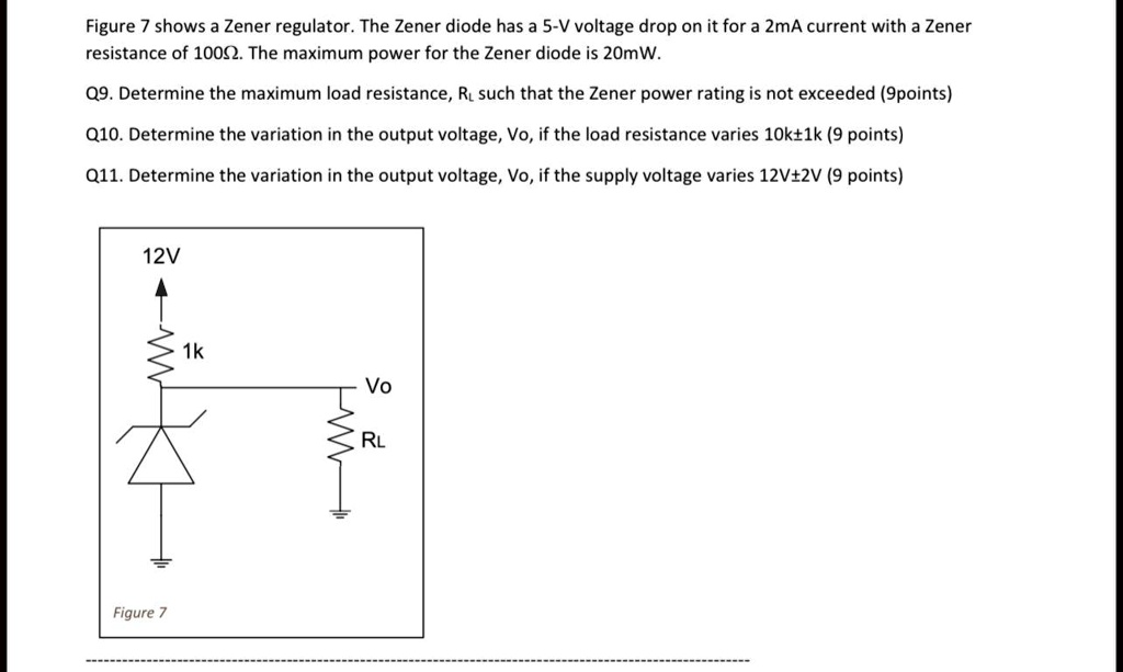 SOLVED Figure 7 shows a Zener regulator.The Zener diode has a 5V