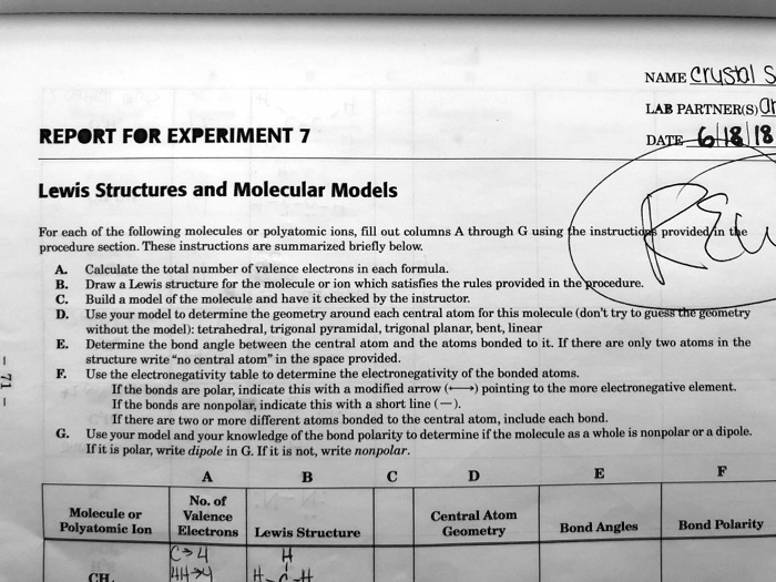 SOLVED NAME crysbL LAB PARTNER S DATE 6lsl8 REPORT FOR EXPERIMENT