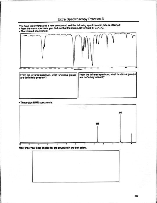 Spectrometry Practice Extra Spectroscopy Practice D You have just synthesized a new compound ...