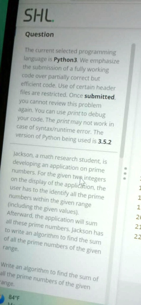 SOLVED: The current selected programming language is Python 3. We ...