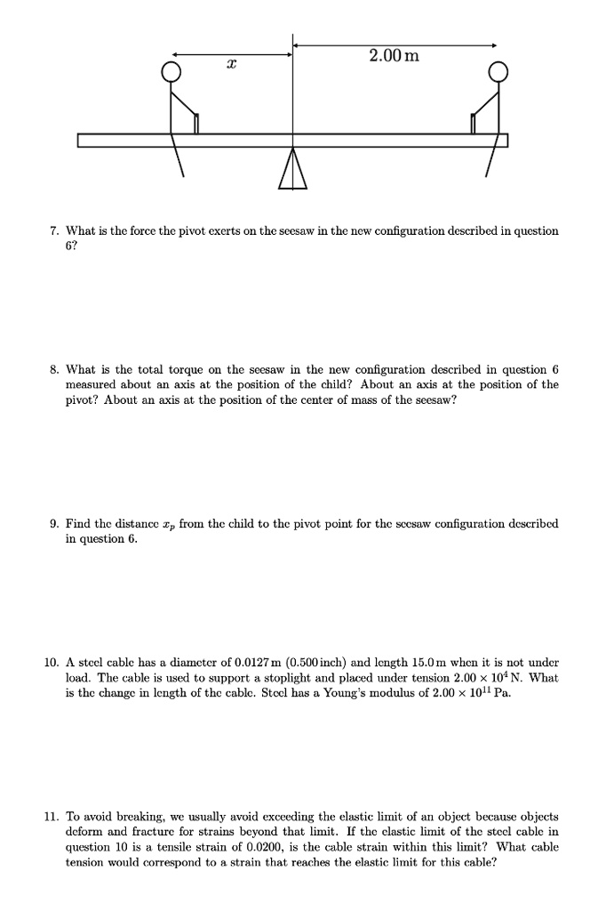 SOLVED:2.00 m What is the force the pivot exerts O the scesaw in the ...