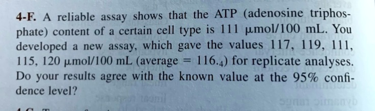 Valid Atp Sample 4 f a reliable assay shows that the atp adenosine triphos phate content ...