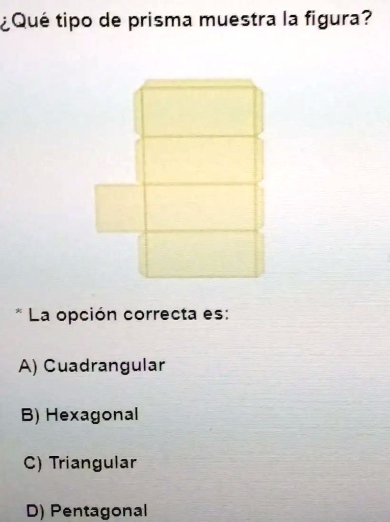 SOLVED: ¿Qué tipo de prisma muestra la figura? La opción correcta es ...