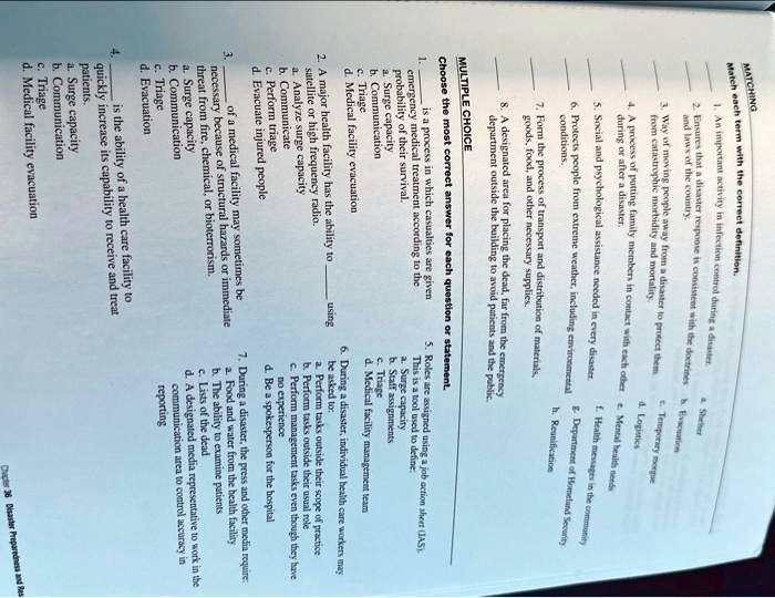 SOLVED Texts 1. Triage. 2. Surge capacity patients. 3. Evacuation. 4