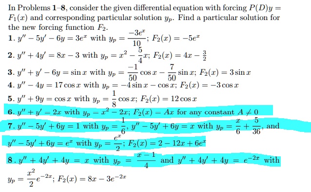 In problems 1 8 consider the given differential equation