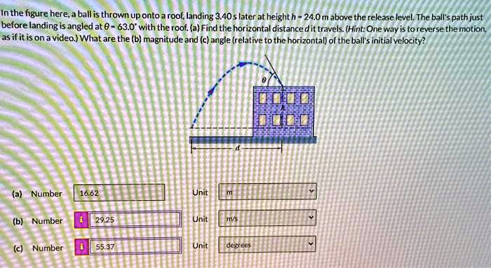 SOLVED: In The Figure Here, A Ball Is Thrown Up Onto A Roof, Landing 3. ...