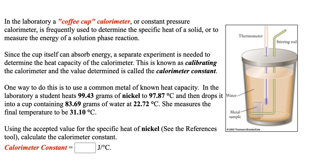 SOLVED In the laboratory a "coffee cup calorimeter, or constant