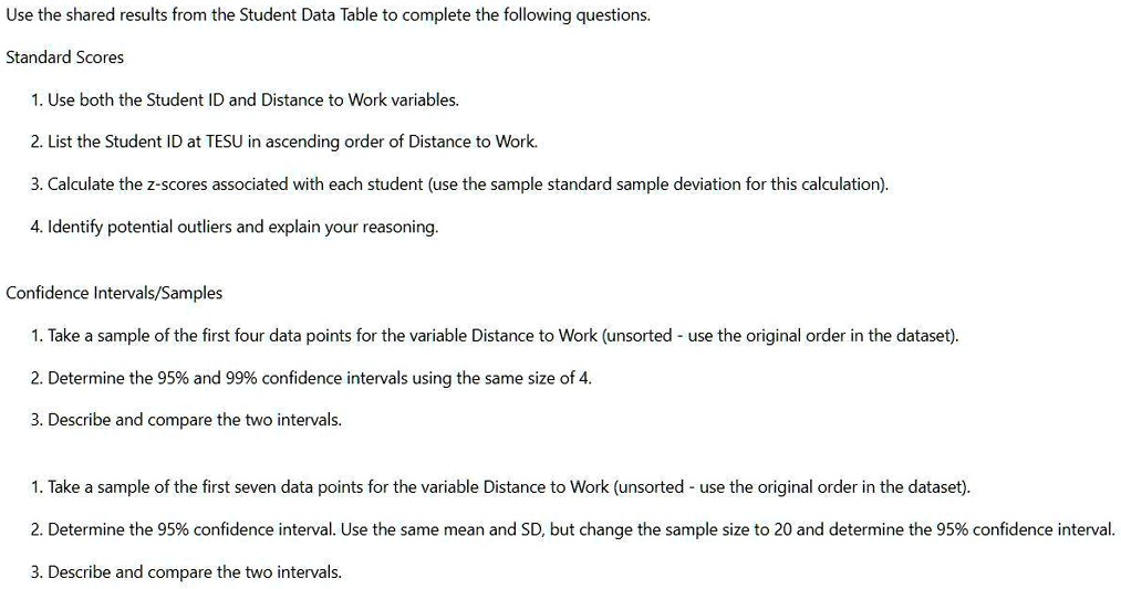 SOLVED Text Use the shared results from the Student Data Table to