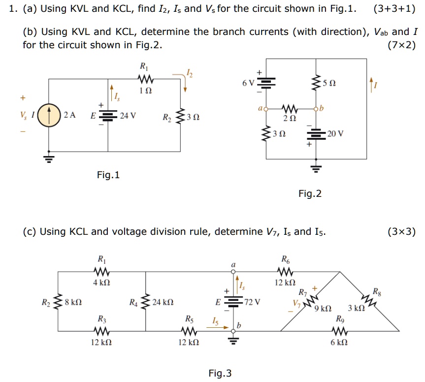 SOLVED: (a) Using KVL And KCL, Find I2, Is, And Vs For The Circuit ...