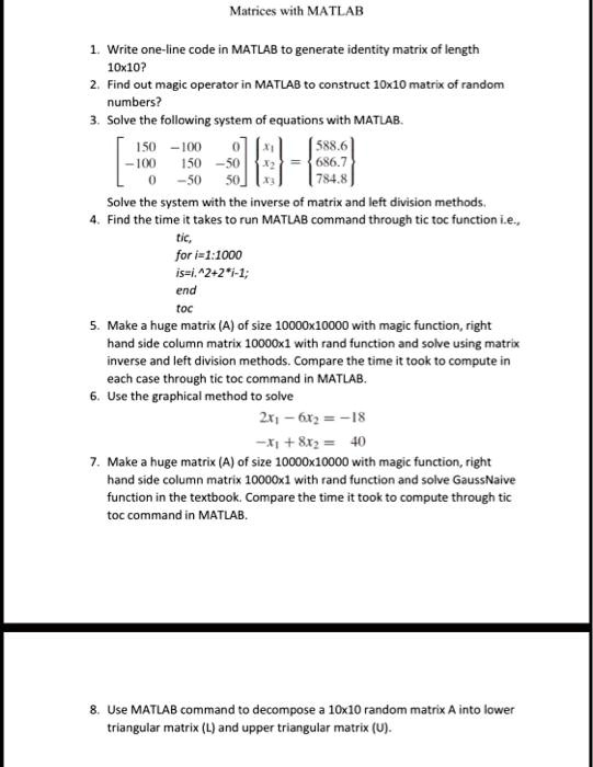 Solved 1) Write the MATLAB code to generate a random number