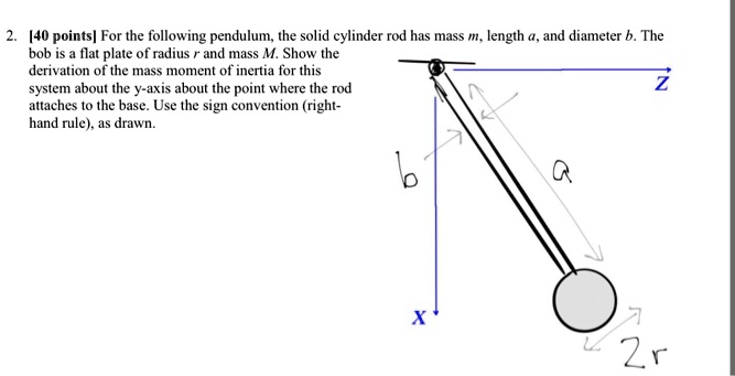 SOLVED: [40 points] For the following pendulum, the solid cylinder rod ...