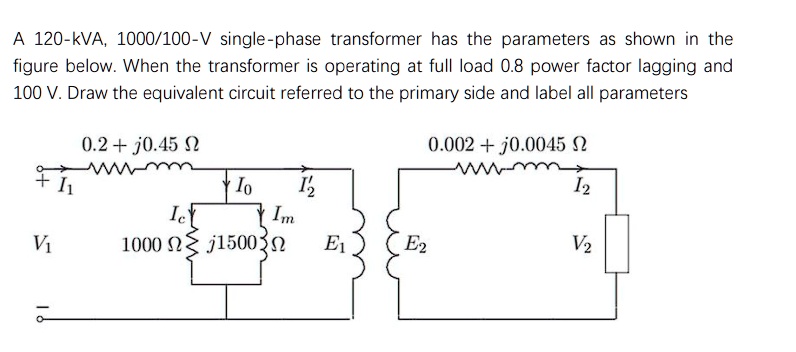a 120 kva 1000100 v single phase transformer has the parameters as ...