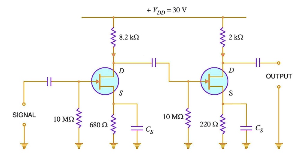SOLVED Refer to the cascaded circuit below which uses identical JFET