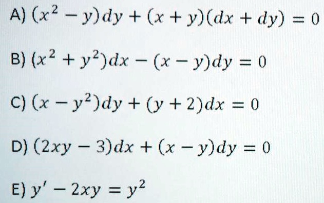 A X2 Y Dy X Y Dx Dy 0 B X2 Y2 Dx 5 Itprospt