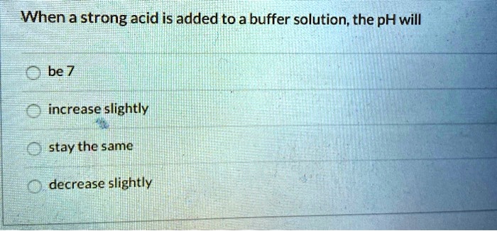 SOLVED When a strong acid is added to a buffer solution; the pH will