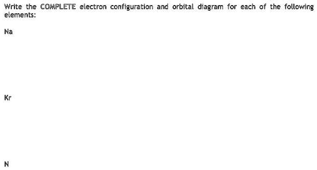 SOLVED: Write the COMPLETE electron configuration and orbital diagram ...
