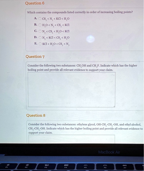 SOLVED Question 6 Which contains the compounds listed correctly