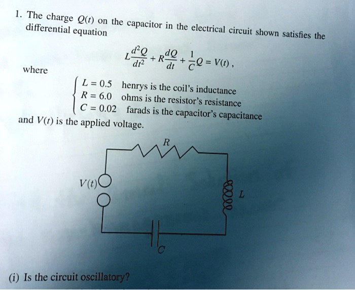 SOLVED The charge Q(t) on the capacitor in the electrical circuit