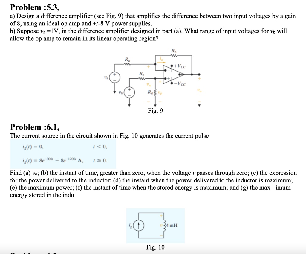 Problem :5.3, a) Design a difference amplifier (see Fig. 9) that ...