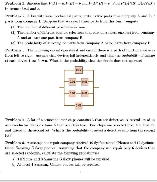 SOLVED: Problem 1. Suppose That PA = A, PB = B, And PAB = C. Find PAB'U ...