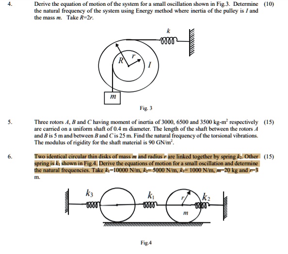 SOLVED Derive the equation of motion of the system for a small