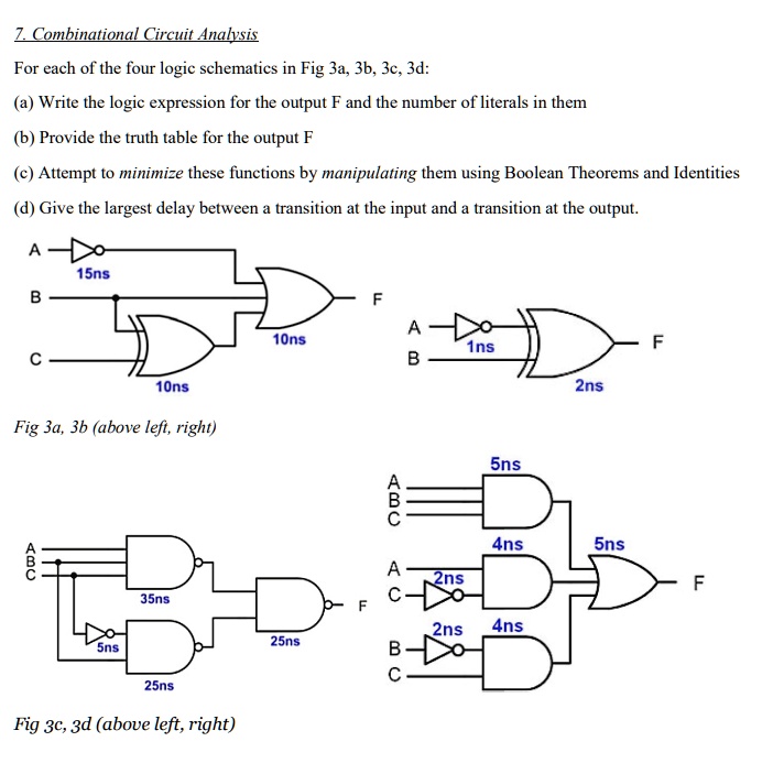 SOLVED: 7. Combinational Circuit Analysis For each of the four logic ...