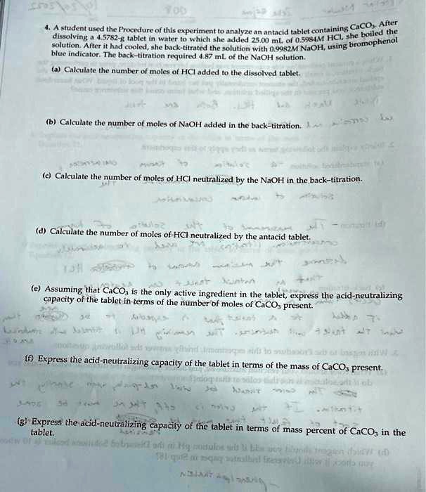 SOLVED Blue indicator. The backtitration required 4.87 mL of the NaOH