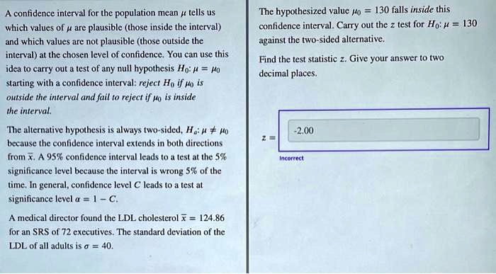 Confidence Interval Answer Example A confidence interval for the population mean μ tells...