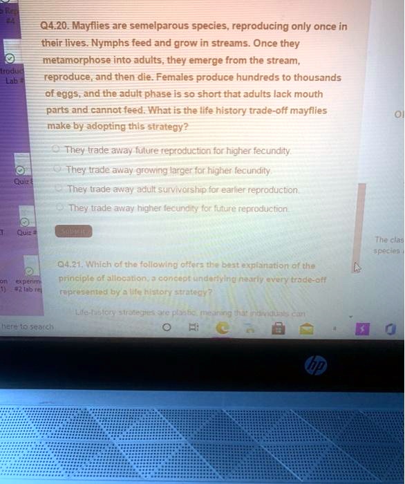 SOLVED Mayflies are semelparous species, reproducing only once in