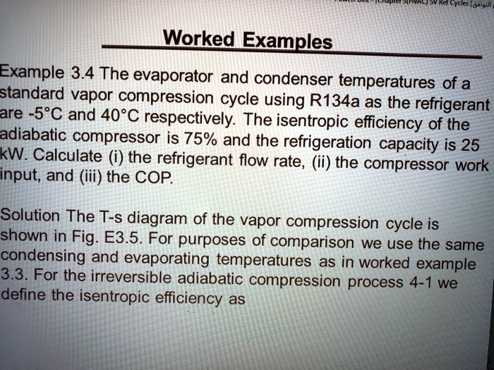 SOLVED Example 3.4 The evaporator and condenser temperatures of a